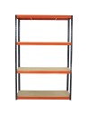 Metallregal Werkstatt Schwerlastregal Helios HBO_180x075x35_4 Böden, Traglast: 175 Kg, Farbe: SCHWARZ/ORANGE