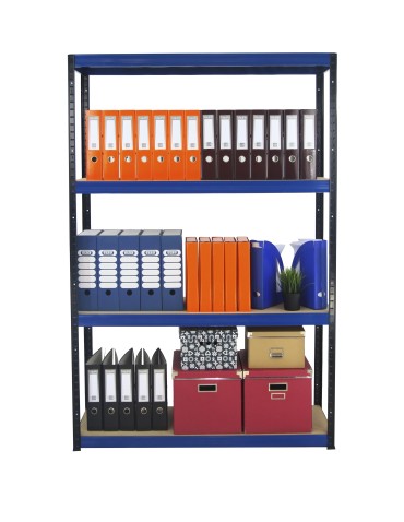 Kellerregale/Garagenregale - Metallregal Werkstatt Schwerlastregal Helios HBN_180x075x30_4 Böden, Traglast: 175 Kg, Farbe: SCHWARZ/BLAU - product 5