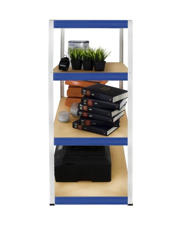 Kellerregale/Garagenregale - Metallregal Werkstatt Schwerlastregal Helios HWN_180x075x30_4 Böden, Traglast: 275 Kg, Farbe: WEIß/BLAU - product 6