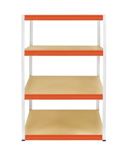 Metallregal Werkstatt Schwerlastregal Helios HWO_180x075x30_4 Böden, Traglast: 350 Kg, Farbe: WEIß/ORANGE - produkt 2