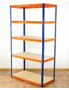 Metallregal Werkstatt Schwerlastregal Helios HNO_213x120x45_5 Böden, Traglast: 350 Kg, Farbe: BLAU/ORANGE