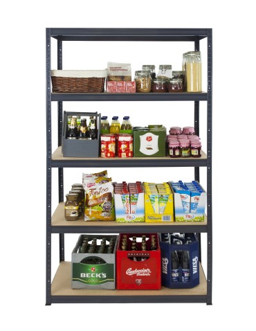 Kellerregale/Garagenregale - Metallregal Werkstatt Schwerlastregal Helios HGG_213x120x40_5 Böden, Traglast: 175 Kg, Farbe: GRAU - produkt 4