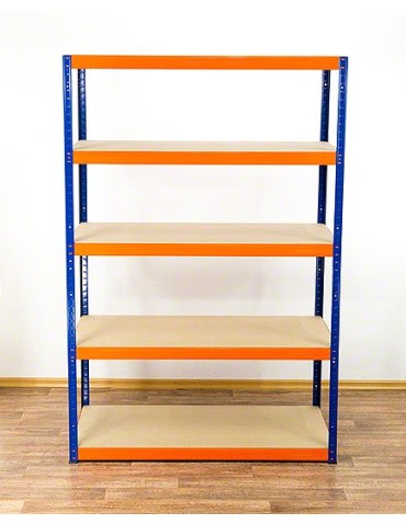 Metallregal Werkstatt Schwerlastregal Helios HNO_213x120x40_5 Böden, Traglast: 275 Kg, Farbe: BLAU/ORANGE - produkt 2