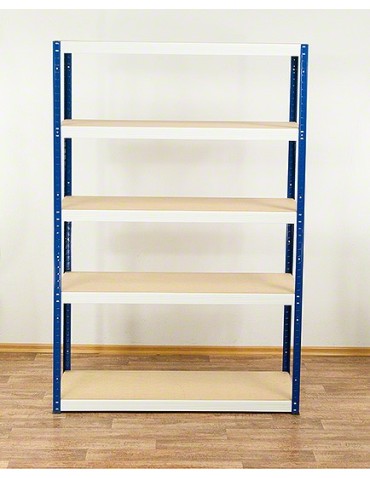 Metallregal Werkstatt Schwerlastregal Helios HNW_213x120x40_5 Böden, Traglast: 175 Kg, Farbe: BLAU/WEIß - product 2