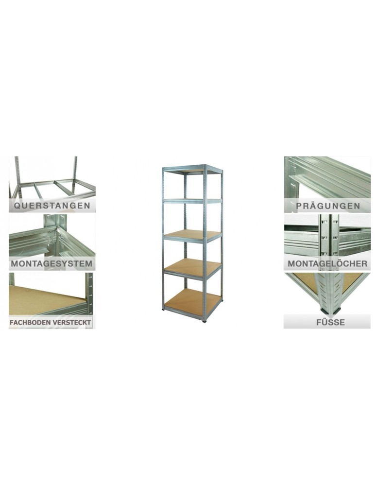 Kellerregale/Garagenregale - Metallregal Werkstatt Schwerlastregal Helios HBW_213x120x35_5 Böden, Traglast: 275 Kg, Farbe: SCHWARZ/WEIß - product new.modo24.de 1