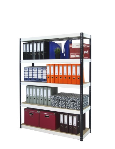 Kellerregale/Garagenregale - Metallregal Werkstatt Schwerlastregal Helios HBW_213x120x35_5 Böden, Traglast: 275 Kg, Farbe: SCHWARZ/WEIß - product 3