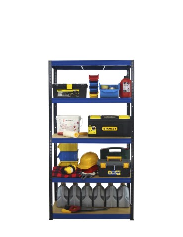 Kellerregale/Garagenregale - Metallregal Werkstatt Schwerlastregal Helios HBN_213x120x30_5 Böden, Traglast: 400 Kg, Farbe: SCHWARZ/BLAU - product 6
