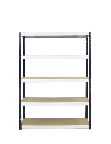 Metallregal Werkstatt Schwerlastregal Helios HBW_213x120x30_5 Böden, Traglast: 275 Kg, Farbe: SCHWARZ/WEIß - product 2
