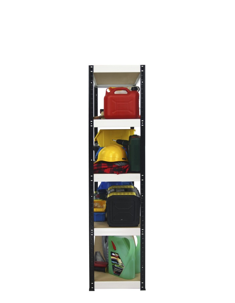 Kellerregale/Garagenregale - Metallregal Werkstatt Schwerlastregal Helios HBW_213x120x30_5 Böden, Traglast: 275 Kg, Farbe: SCHWARZ/WEIß - product new.modo24.de 4