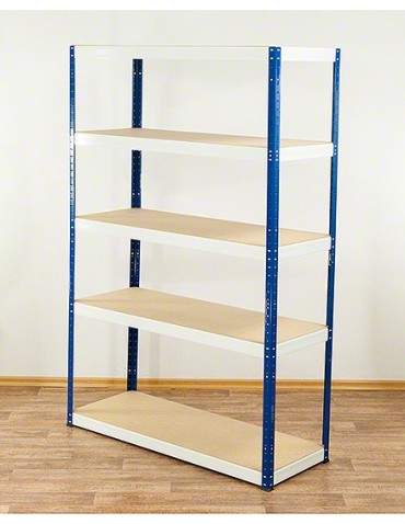 Metallregal Werkstatt Schwerlastregal Helios HNW_213x110x60_5 Böden, Traglast: 400 Kg, Farbe: BLAU/WEIß - produkt 2