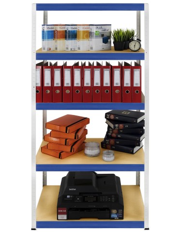 Kellerregale/Garagenregale - Metallregal Werkstatt Schwerlastregal Helios HWN_213x110x50_5 Böden, Traglast: 275 Kg, Farbe: WEIß/BLAU - produkt 4