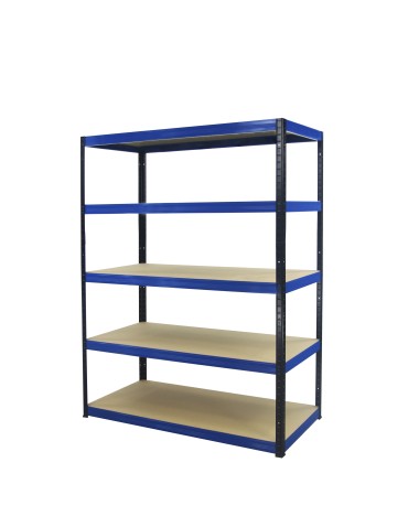Metallregal Werkstatt Schwerlastregal Helios HBN_213x100x60_5 Böden, Traglast: 275 Kg, Farbe: SCHWARZ/BLAU