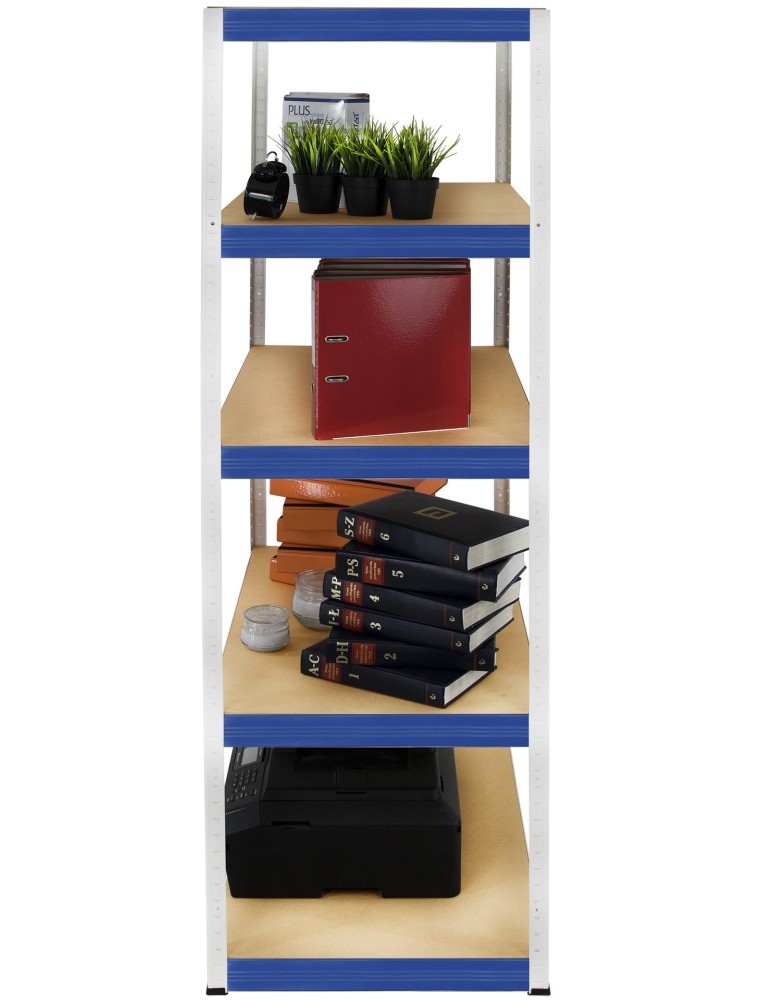 Kellerregale/Garagenregale - Metallregal Werkstatt Schwerlastregal Helios HWN_213x100x50_5 Böden, Traglast: 275 Kg, Farbe: WEIß/BLAU - product new.modo24.de 6