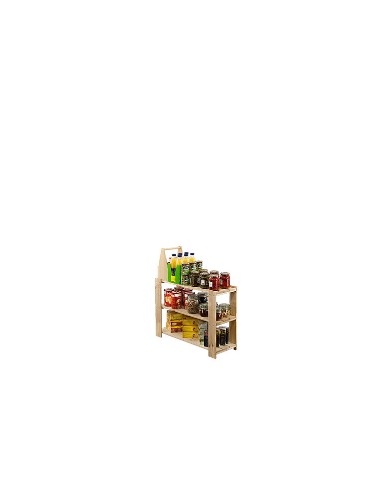 Speisekammer-Regale - Holzregal i Lagerregal Kellerregal Maxi 2LA+ (64x80x30), 3 durchbrochene Böden, unbehandelt - product new.modo24.de 1