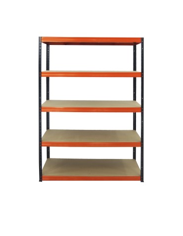 Metallregal Werkstatt Schwerlastregal Helios HBO_213x100x40_5 Böden, Traglast: 175 Kg, Farbe: SCHWARZ/ORANGE - produkt 2