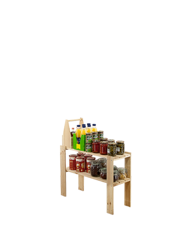 Holzregal und Lagerregal Kellerregal Maxi-2LA (64x80x30), 2 durchbrochene Böden, unbehandelt