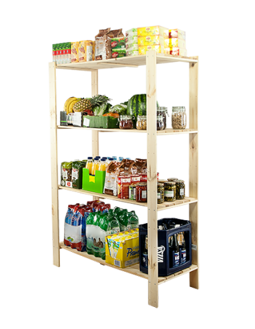 Holzregal Lagerregal Kellerregal Maxi 4NA (166,4x120x50), 4 durchbrochene Böden, unbehandelt