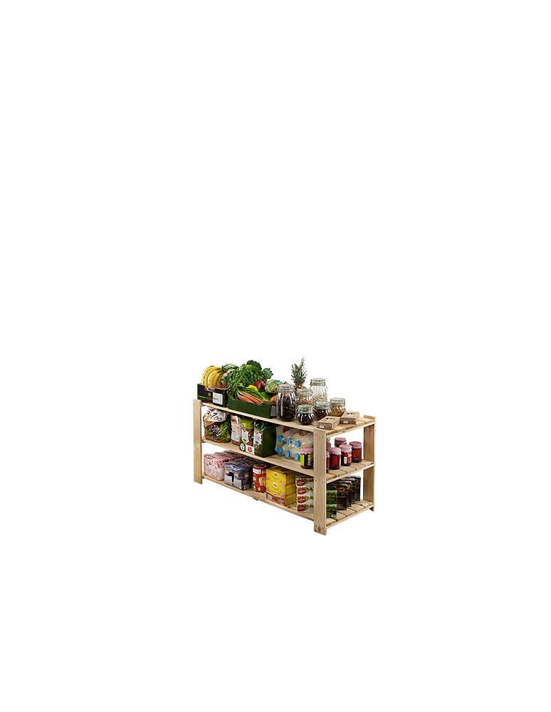 Speisekammer-Regale - Holzregal Lagerregal Kellerregal Maxi 2NA+(64x120x50), 3 durchbrochene Böden, unbehandelt - product new.modo24.de 1
