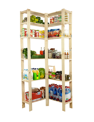 Holzregal Lagerregal Kellerregal Maxi 6ZA (230,4x85x30), 6 durchbrochene Böden, unbehandelt