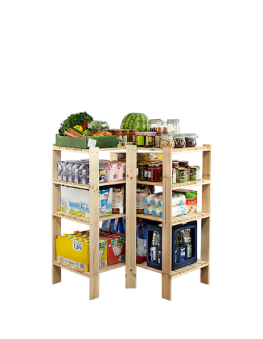 Holzregal Lagerregal Kellerregal Maxi 3WA+(115x85x50), 4 durchbrochene Böden, unbehandelt