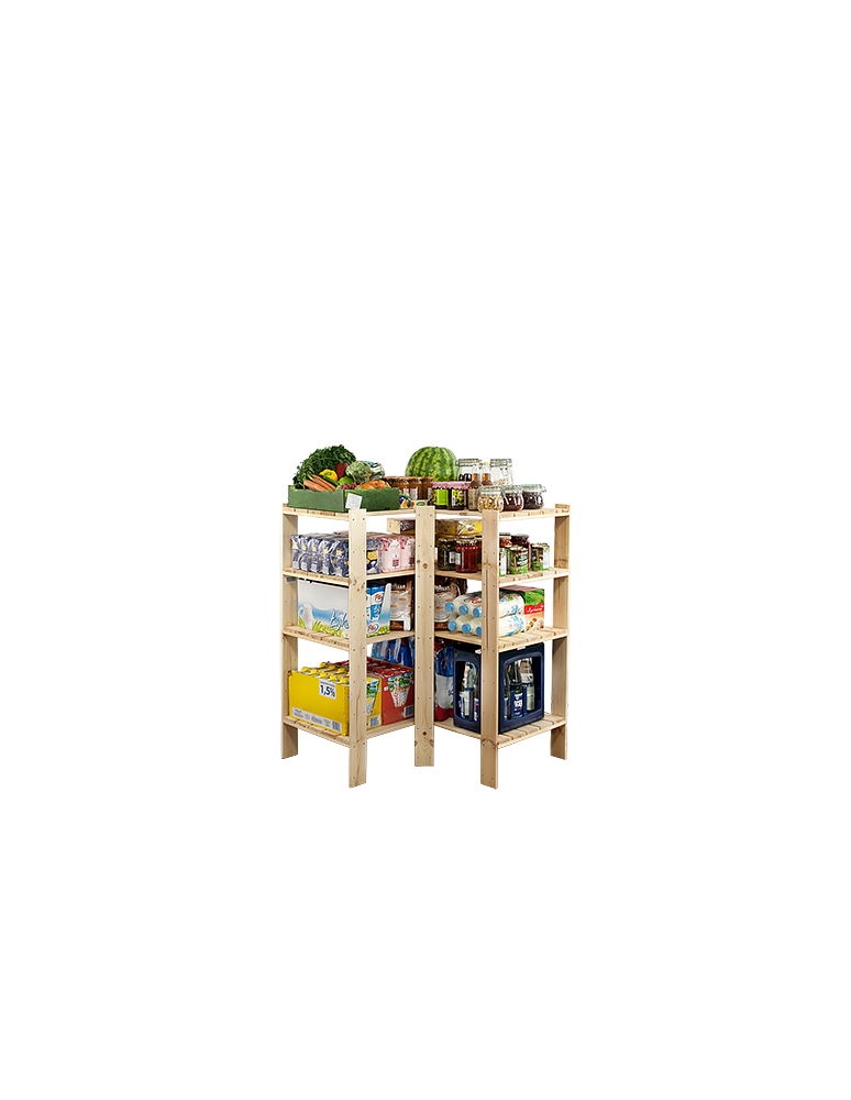 Speisekammer-Regale - Holzregal Lagerregal Kellerregal Maxi 3WA+(115x85x50), 4 durchbrochene Böden, unbehandelt - produkt new.modo24.de 1
