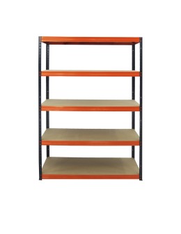 Metallregal Werkstatt Schwerlastregal Helios HBO_213x090x45_5 Böden, Traglast: 275 Kg, Farbe: SCHWARZ/ORANGE - product 2
