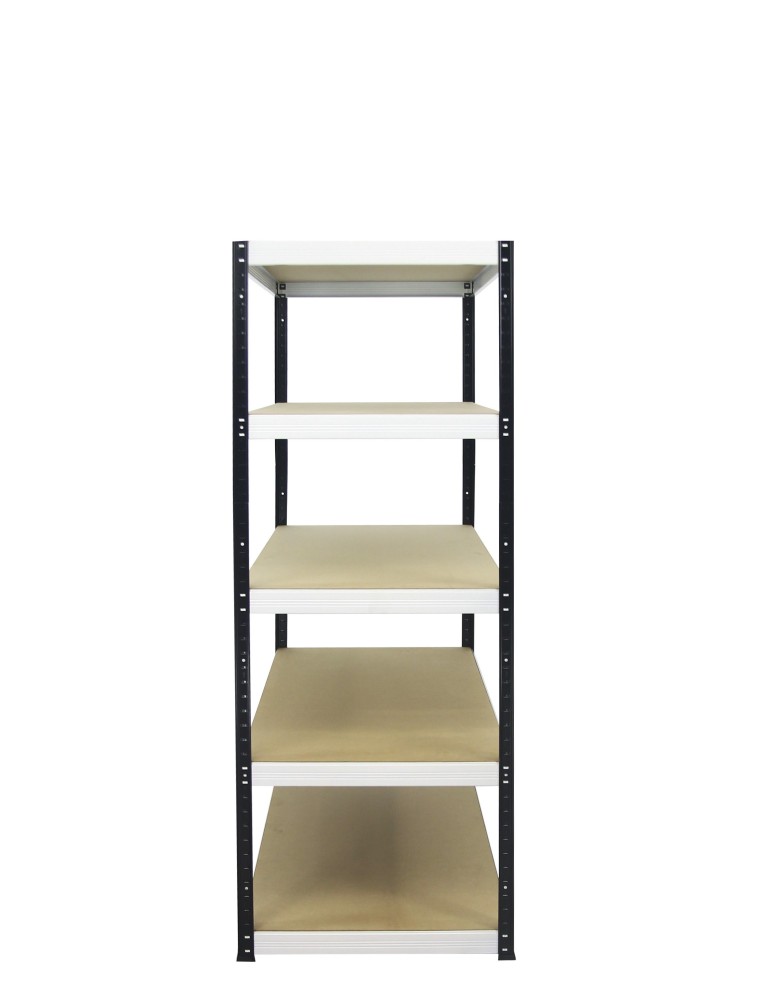 Kellerregale/Garagenregale - Metallregal Werkstatt Schwerlastregal Helios HBW_213x090x45_5 Böden, Traglast: 350 Kg, Farbe: SCHWARZ/WEIß - product new.modo24.de 3