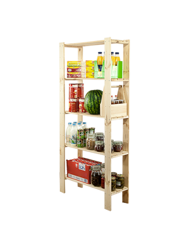 Holzregal Lagerregal Kellerregal Maxi 4LA+ (166,4x80x30), 5 durchbrochene Böden, unbehandelt