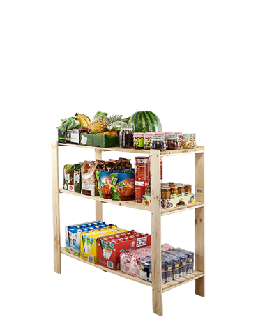 Holzregal Lagerregal Kellerregal Maxi 3NA (115x120x50), 3 durchbrochene Böden, unbehandelt