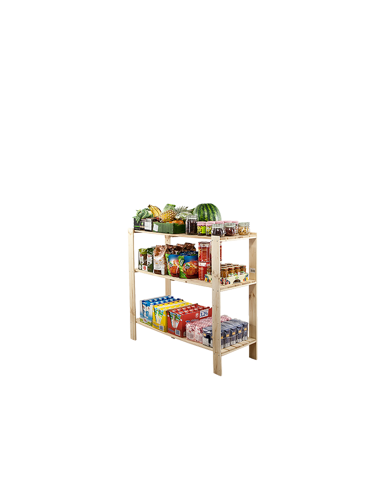 Speisekammer-Regale - Holzregal Lagerregal Kellerregal Maxi 3NA (115x120x50), 3 durchbrochene Böden, unbehandelt - product new.modo24.de 1