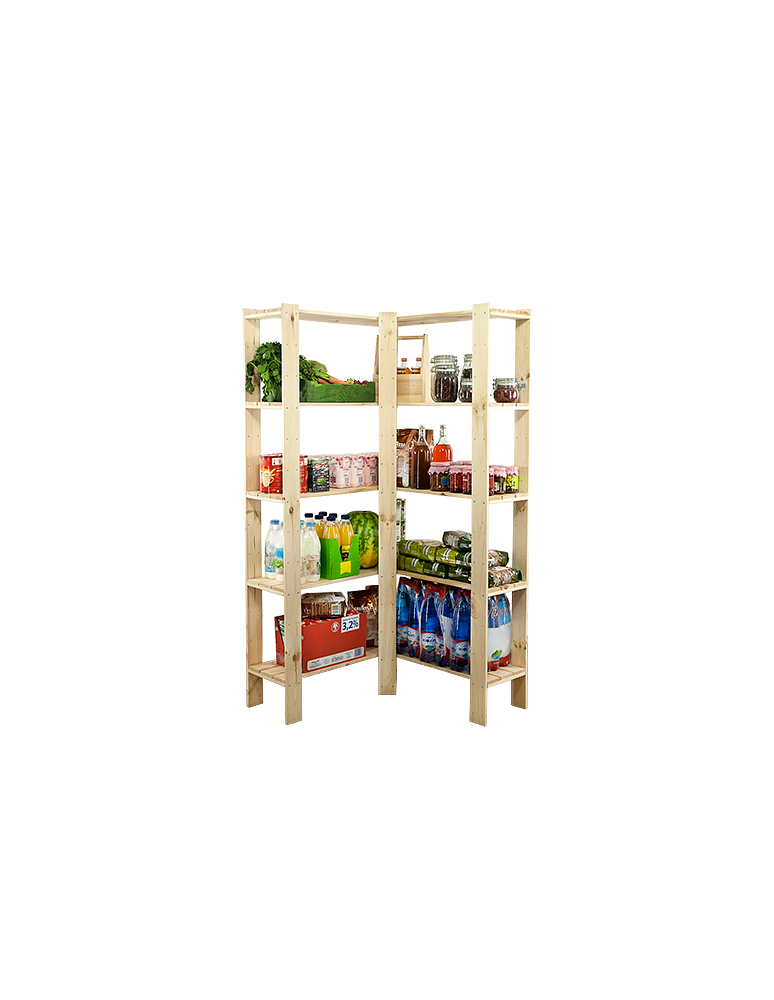 Speisekammer-Regale - Holzregal Lagerregal Kellerregal Maxi 4ZA+ (166,4x85x30), 5 durchbrochene Böden, unbehandelt - product new.modo24.de 1