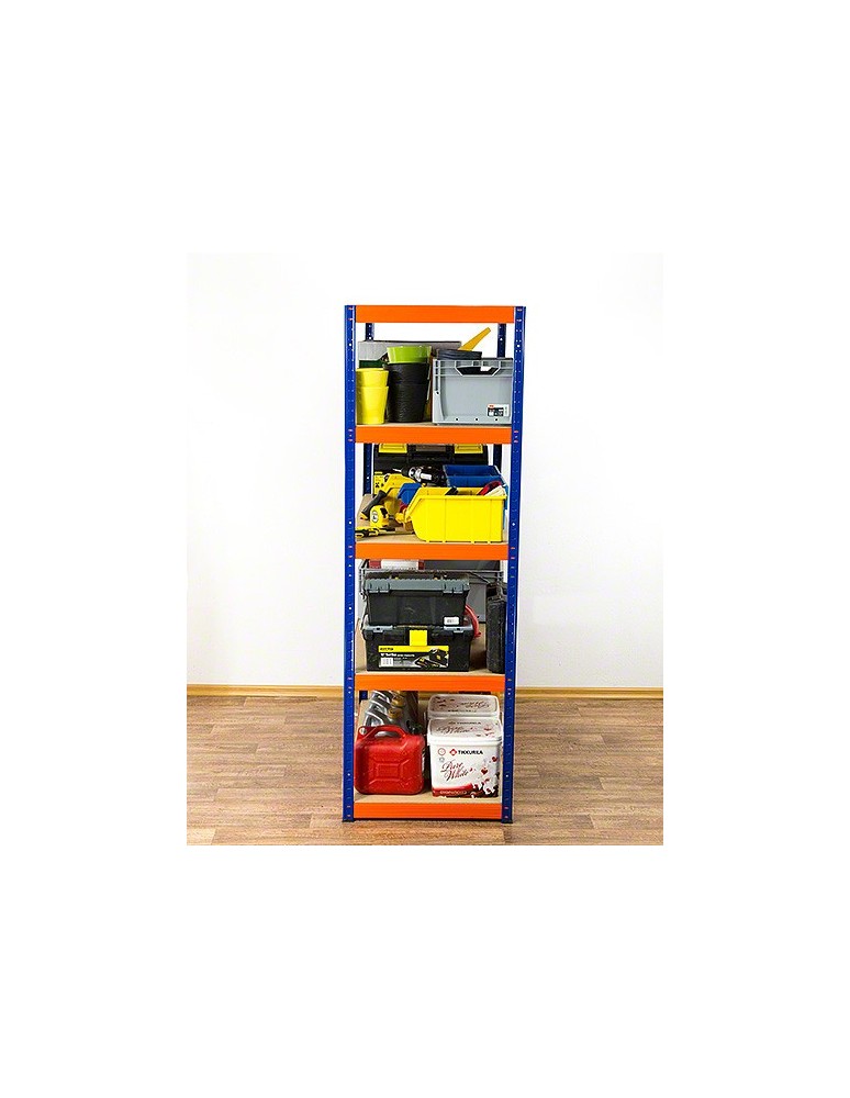 Kellerregale/Garagenregale - Metallregal Werkstatt Schwerlastregal Helios HNO_213x090x35_5 Böden, Traglast: 175 Kg, Farbe: BLAU/ORANGE - product new.modo24.de 5