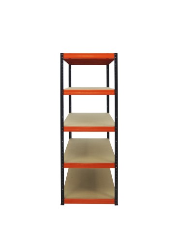 Kellerregale/Garagenregale - Metallregal Werkstatt Schwerlastregal Helios HBO_213x090x35_5 Böden, Traglast: 400 Kg, Farbe: SCHWARZ/ORANGE - product 3