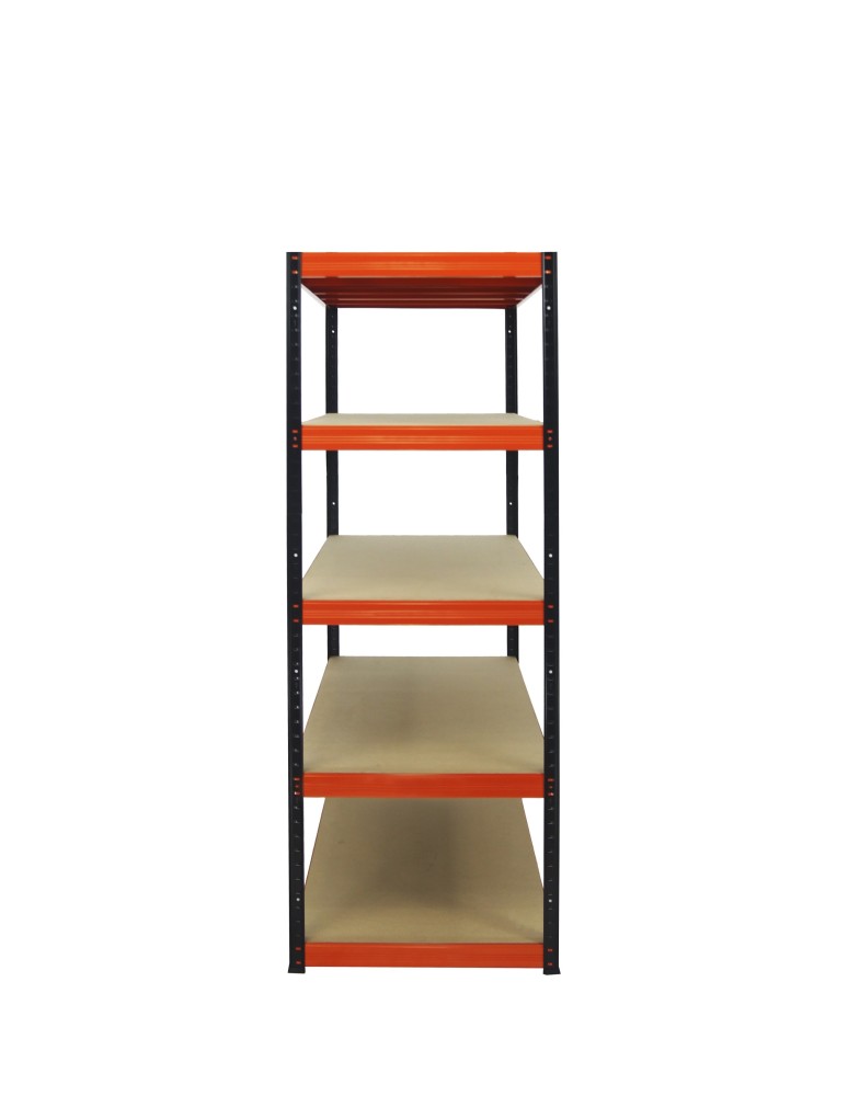 Kellerregale/Garagenregale - Metallregal Werkstatt Schwerlastregal Helios HBO_213x090x35_5 Böden, Traglast: 400 Kg, Farbe: SCHWARZ/ORANGE - product new.modo24.de 3