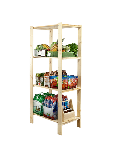 Holzregal Lagerregal Kellerregal Maxi 4MA (166,4x80x50), 4 durchbrochene Böden, unbehandelt