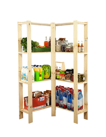 Holzregal Lagerregal Kellerregal Maxi 4ZA (166,4x85x30), 4 durchbrochene Böden, unbehandelt