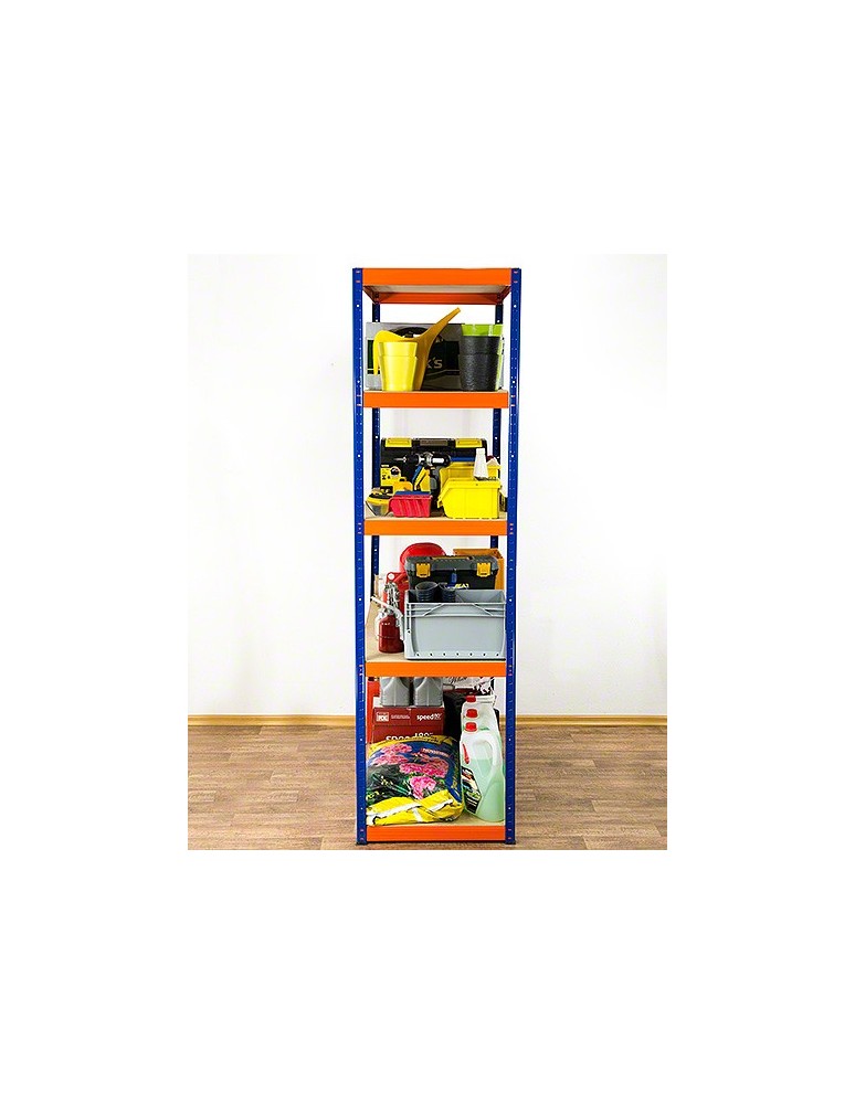 Kellerregale/Garagenregale - Metallregal Werkstatt Schwerlastregal Helios HNO_213x075x45_5 Böden, Traglast: 350 Kg, Farbe: BLAU/ORANGE - product new.modo24.de 5