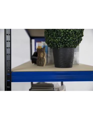 Kellerregale/Garagenregale - Metallregal Werkstatt Schwerlastregal Helios HBN_213x075x50_5 Böden, Traglast: 175 Kg, Farbe: SCHWARZ/BLAU - product 13