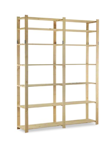 Holzregal 7 Böden 220x170x38 cm, B32R_220X170X38_N0F1, Unbehandelt