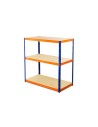 Metallregal Werkstatt Schwerlastregal Helios HNO_106x120x35_3 Böden, Traglast: 350 Kg, Farbe: BLAU/ORANGE