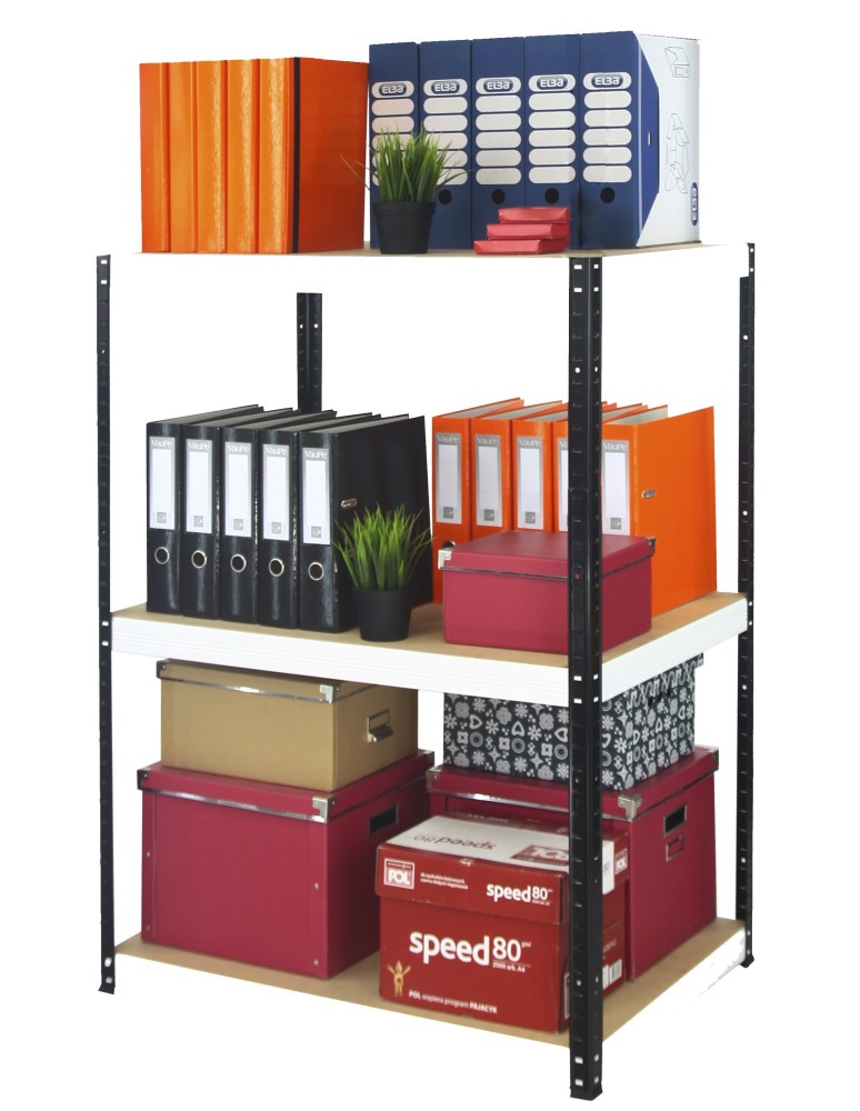 Kellerregale/Garagenregale - Metallregal Werkstatt Schwerlastregal Helios HBW_106x110x40_3 Böden, Traglast: 175 Kg, Farbe: SCHWARZ/WEIß - product new.modo24.de 1