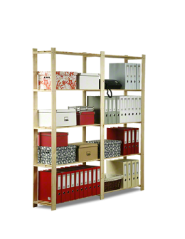 Holzregal 5 Böden 170x170x38cm, B03R_170X170X38_N0F1, Unbehandelt - produkt 2