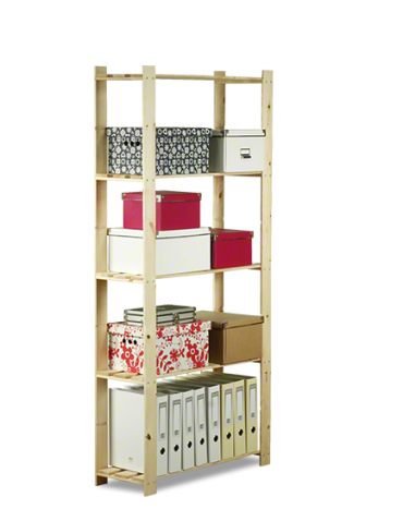 Holzregal 5 Böden, 170x80x28 cm, B18R_170X080X28_N0F1, Unbehandelt - produkt 2