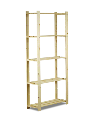 Holzregal 5 Böden, 170x80x28 cm, B18R_170X080X28_N0F1, Unbehandelt
