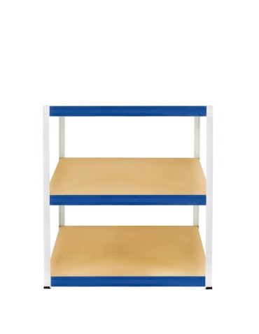 Metallregal Werkstatt Schwerlastregal Helios HWN_106x110x30_3 Böden, Traglast: 275 Kg, Farbe: WEIß/BLAU
