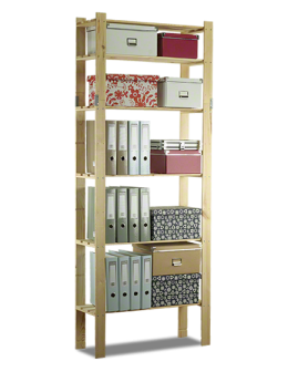 Holzregal 6 Böden 200x80x28 cm, B27R_200X080X28_N0F1, Unbehandelt