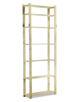 Holzregal 7 Böden 220x80x28 cm, B28R_220X080X28_N0F1, Unbehandelt
