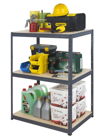 Metallregal Werkstatt Schwerlastregal Helios HGG_106x100x60_3 Böden, Traglast: 350 Kg, Farbe: GRAU