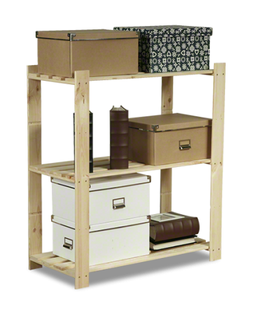 Holzregal 3 Böden 90x80x38 cm, B21R_090X080X38_N0F1, Unbehandelt - product 2