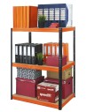 Metallregal Werkstatt Schwerlastregal Helios HBO_106x100x60_3 Böden, Traglast: 350 Kg, Farbe: SCHWARZ/ORANGE